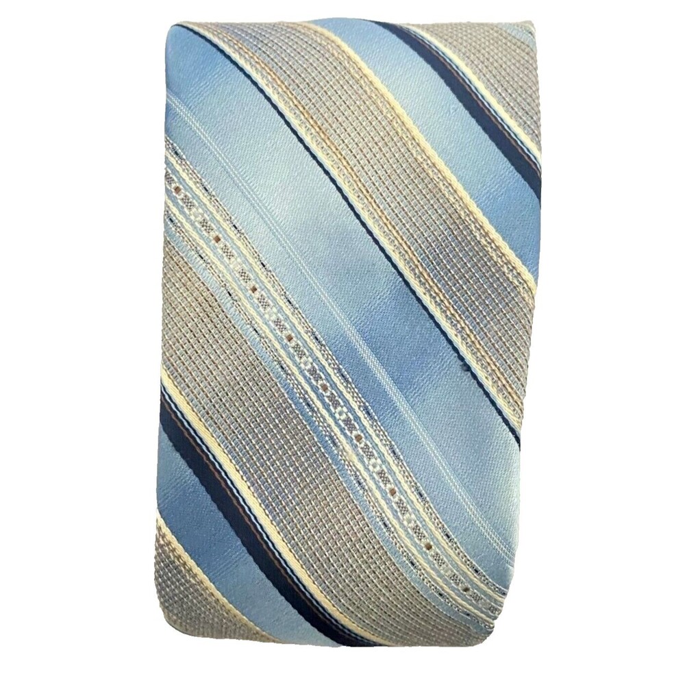 #5893 VTG Light Blues Striped Mens Necktie, Tie 56x3